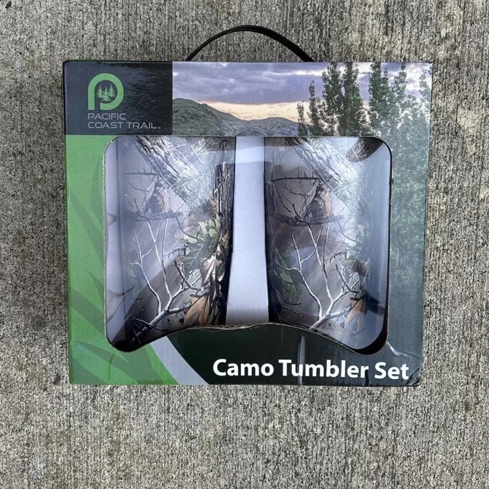NEW Pacific Coast Trail 2 Piece Camo Tumbler Set 20oz Stainless Steel